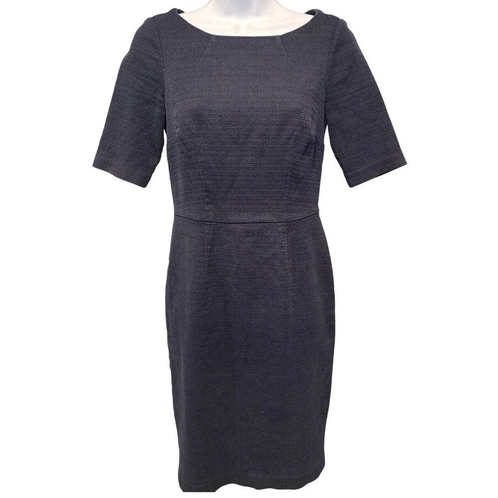 Boden Womens Navy‎ Blue Textured Sheath Dress Sz 4 Excellent Office Tailored